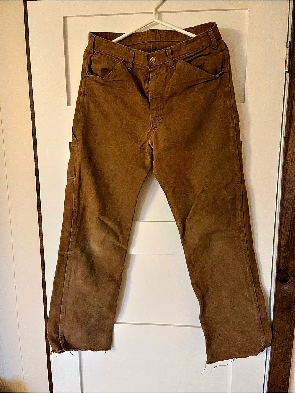 Carhartt Firm Duck Double-Front Work Dungaree Pant Brown Cargo Pants